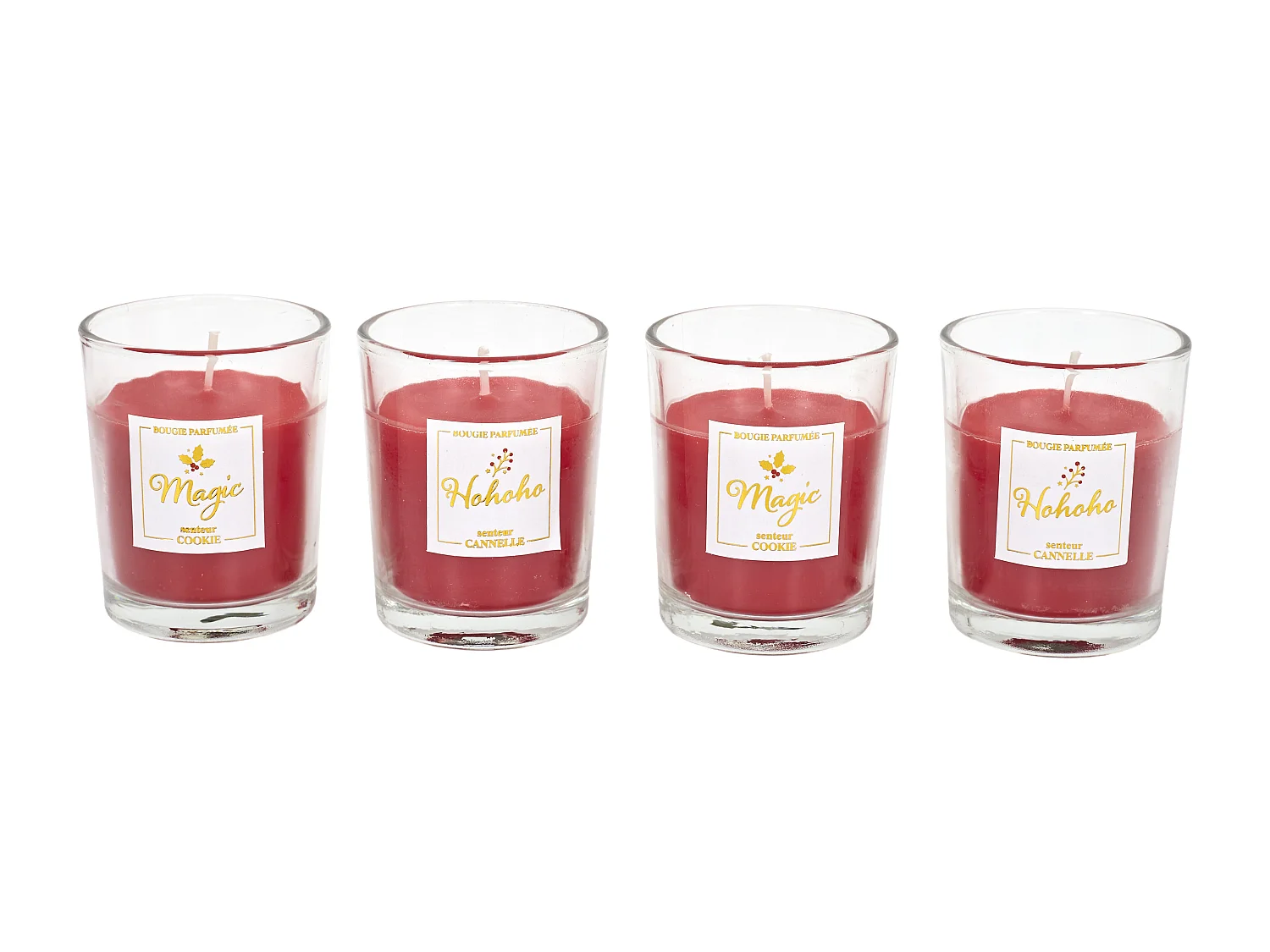Bougie Parfumee X4 Maison Noel Tradi Rouge, Vert