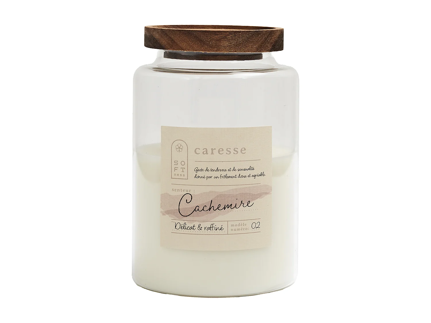 Bougie Parfumee Pot Top Acacia Softness H16cm Blanc