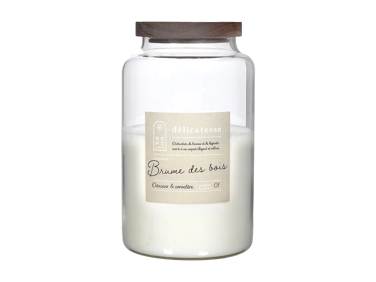 Bougie Parfumee Pot Top Acacia Softness H24cm Marron, Blanc