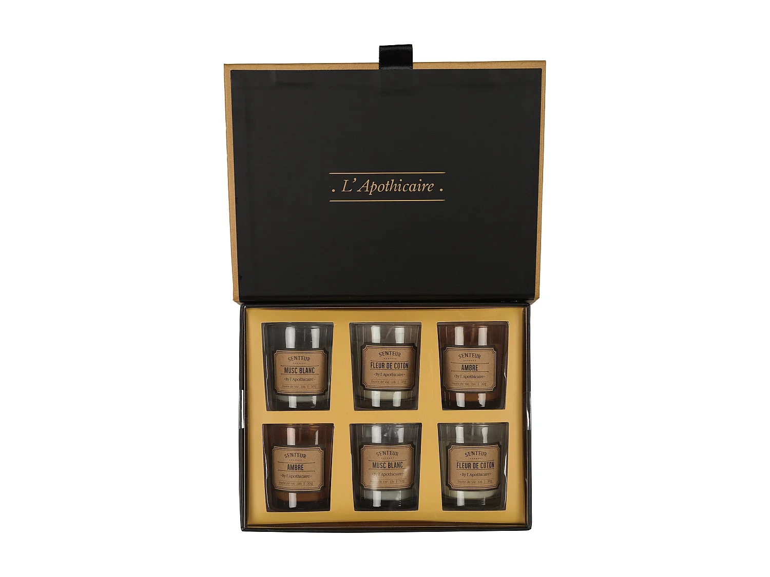 Coffret Bougie Parfumee Apothicaire X6 Blanc, Gris, Marron