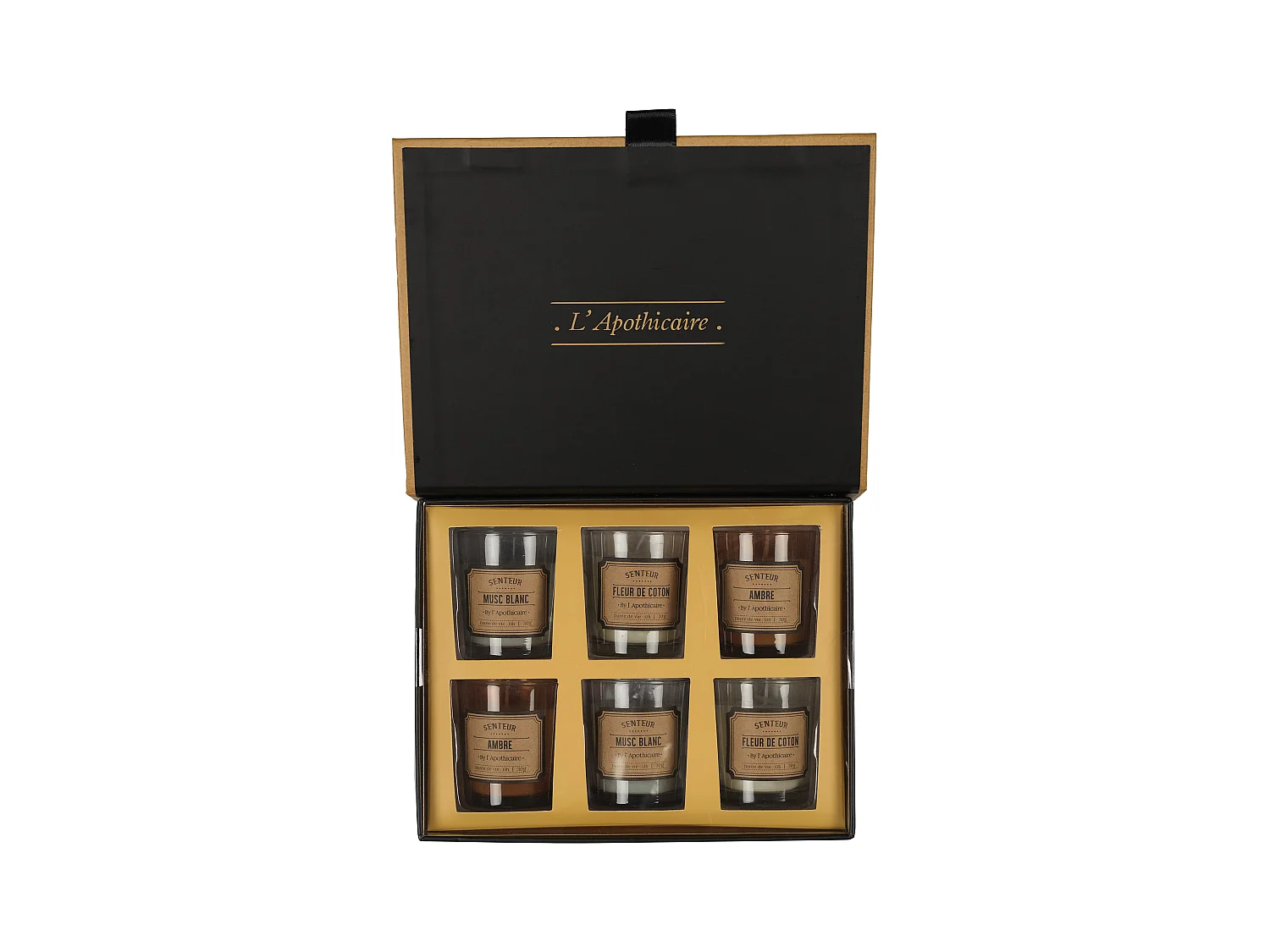 Coffret Bougie Parfumee Apothicaire X6 Blanc, Gris, Marron