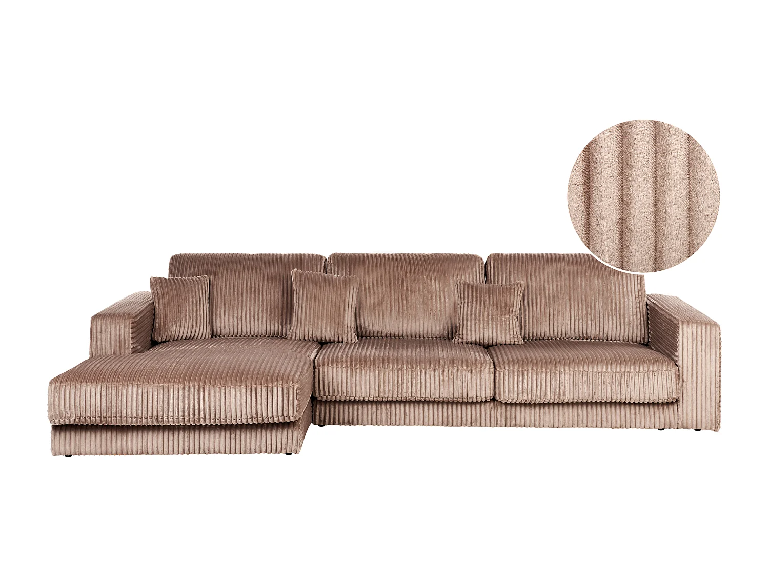 Canapé 4 Places Angle à gauche Style Moderne Minimaliste en Velours Côtelé Marron Clair Lofoten