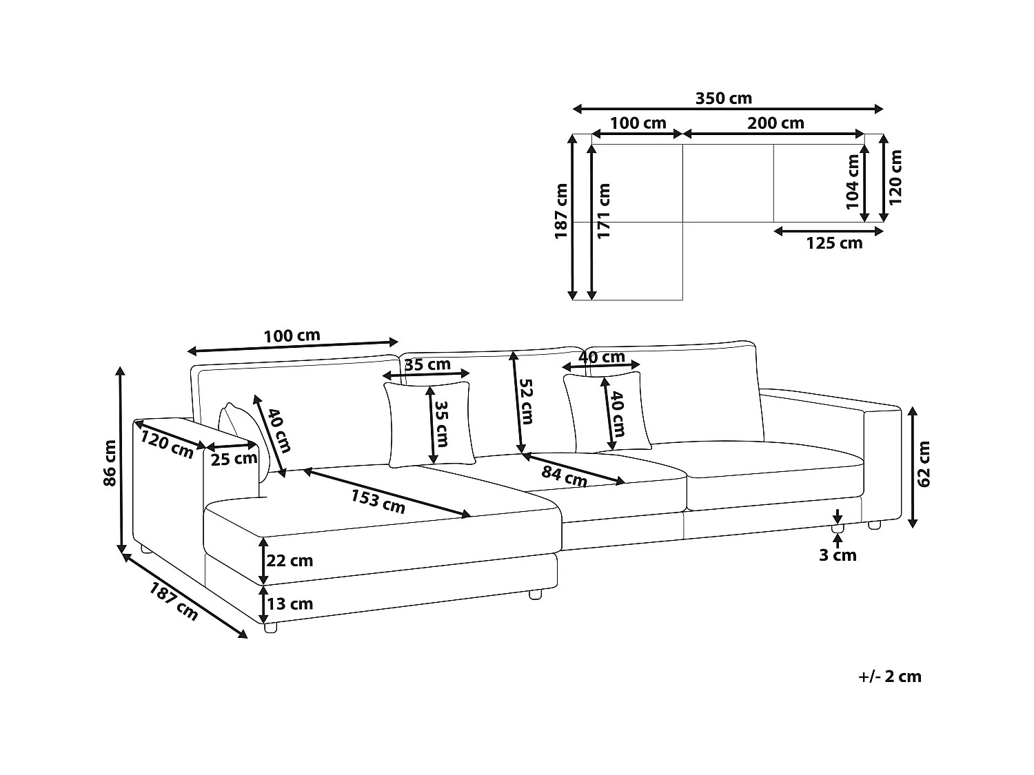 Canapé 4 Places Angle à gauche Style Moderne Minimaliste en Velours Côtelé Marron Clair Lofoten