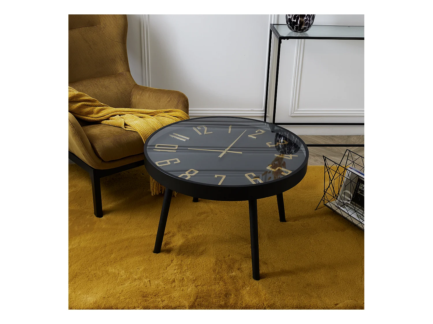 Table Horloge Lounge D70cm Noir