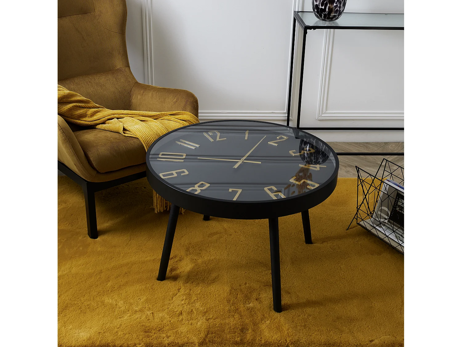 Table Horloge Lounge D70cm Noir