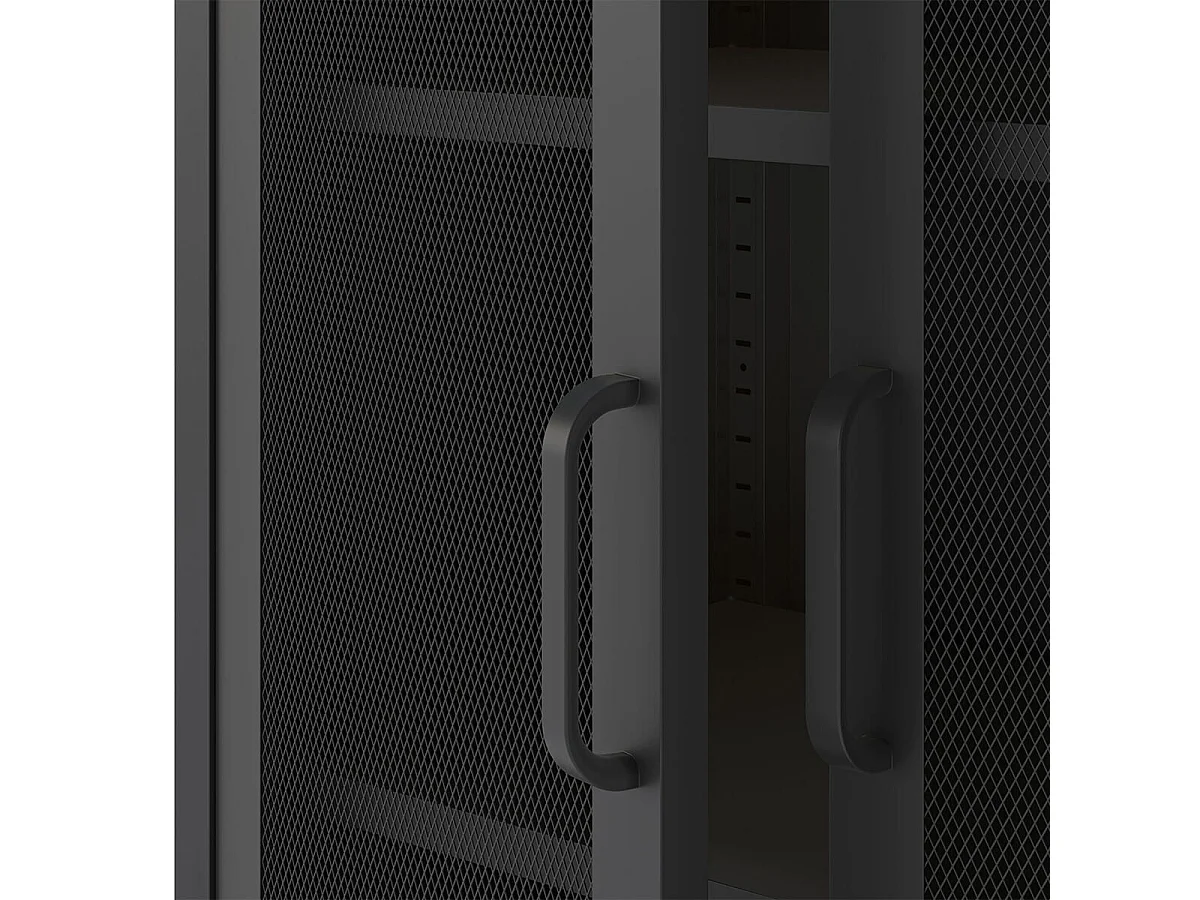 OLIVIA - Meuble Haut 2 Portes Ajourées en Métal Noir