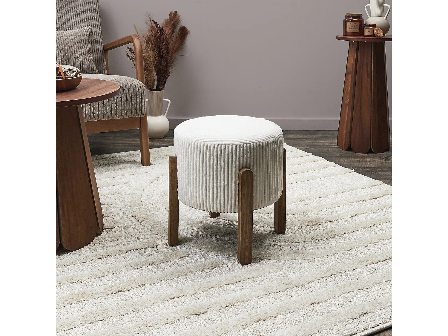 Tabouret Cotele Scott Beige - Lot De 2 Beige, Marron