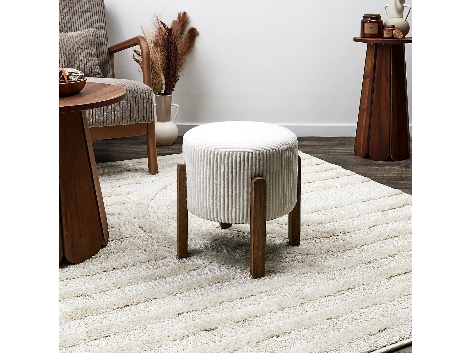 Tabouret Cotele Scott Beige - Lot De 2 Beige, Marron