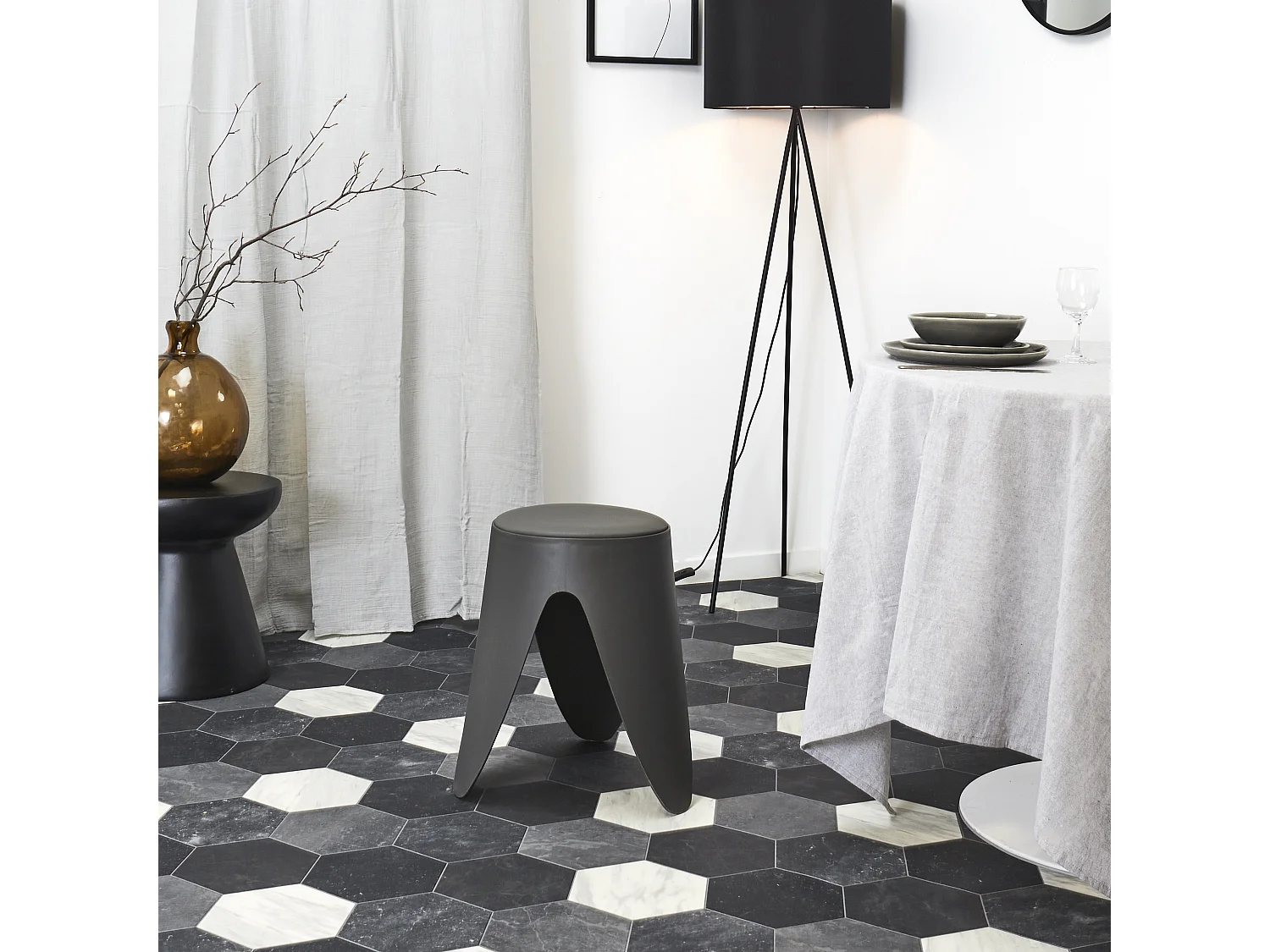 Tabouret Eve Gris M6 Gris