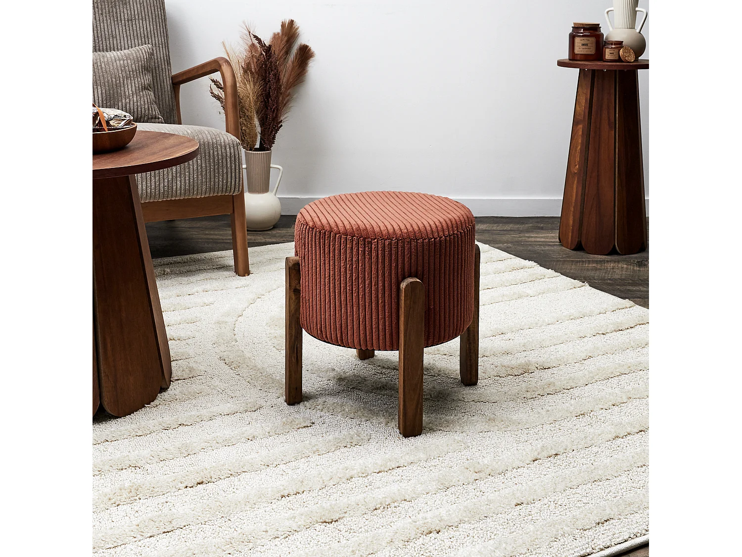 Tabouret Cotele Scott Taupe - Lot De 2 Orange