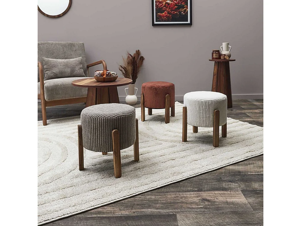 Tabouret Cotele Scott Taupe - Lot De 2 Orange