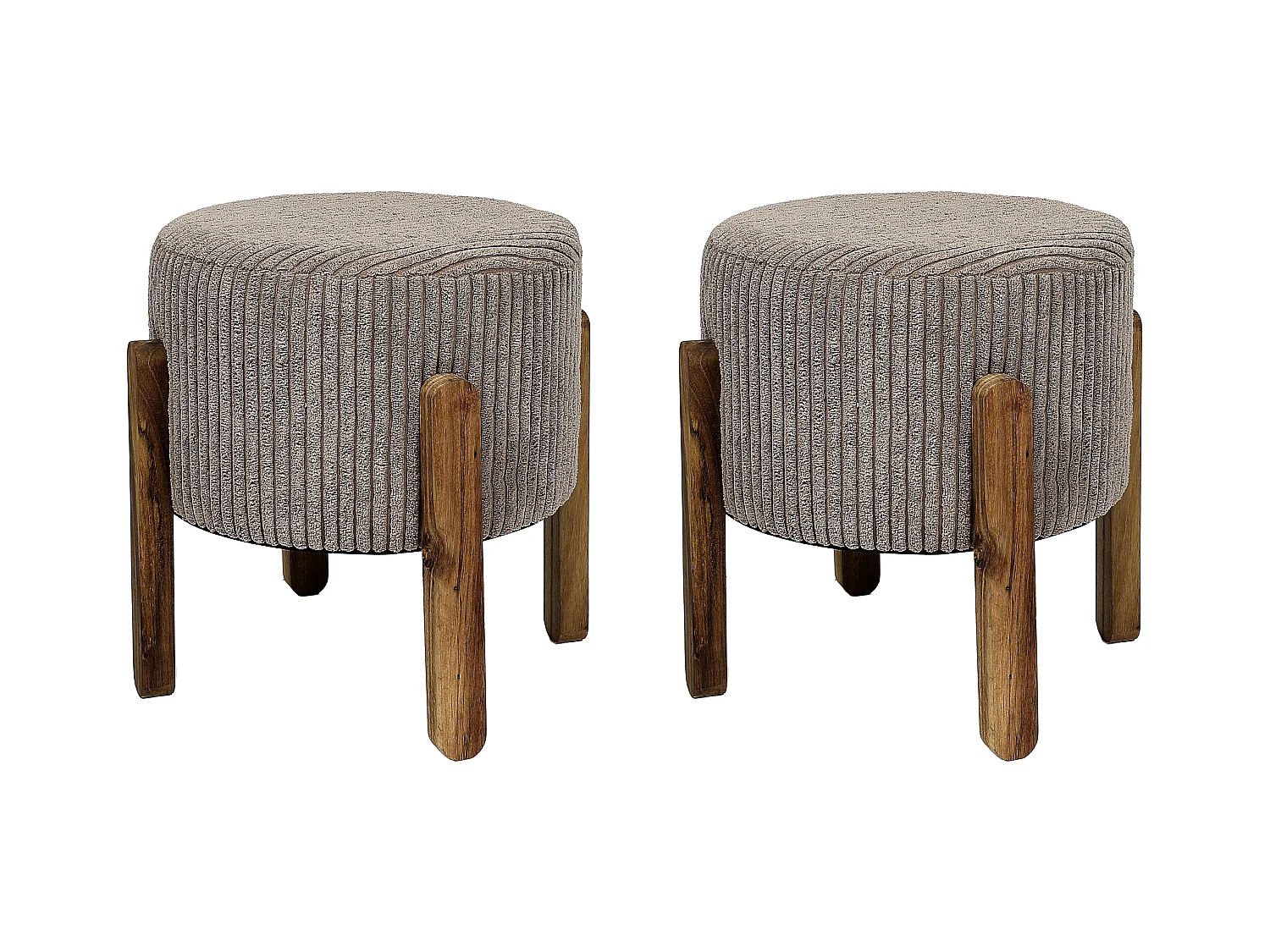 Tabouret Cotele Scott Taupe - Lot De 2 Gris, Marron