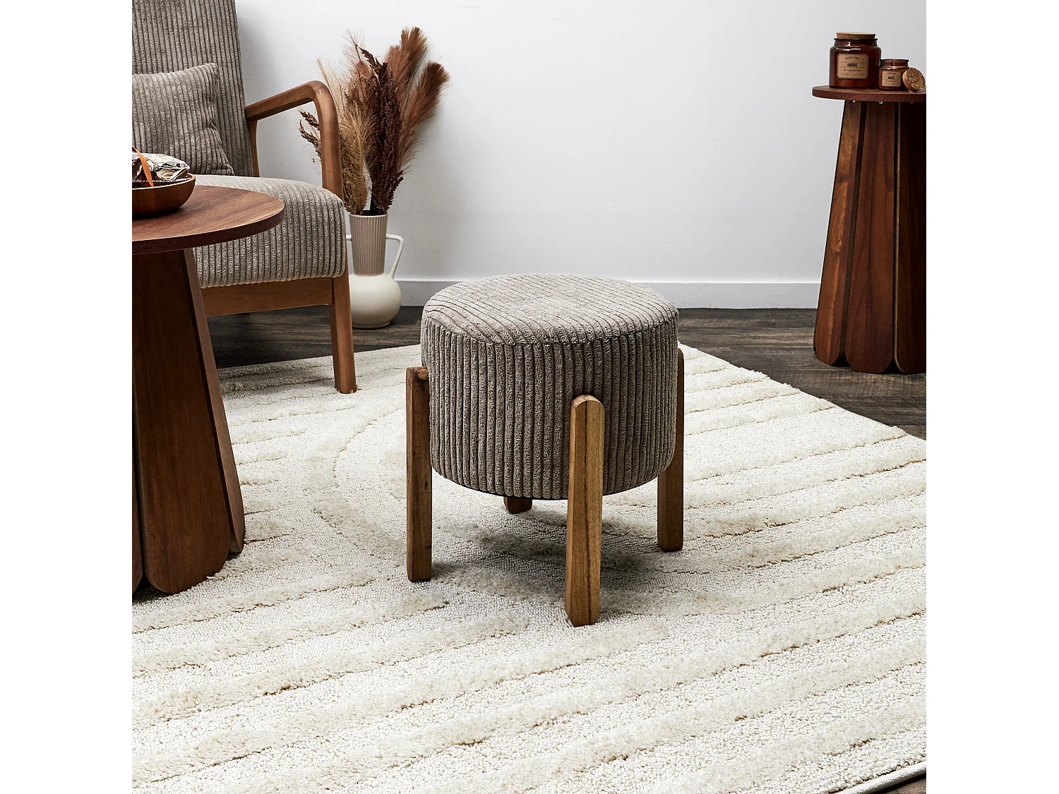 Tabouret Cotele Scott Taupe - Lot De 2 Gris, Marron