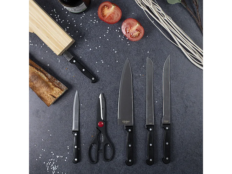 Bloc 5 Couteaux Et Ciseaux De Cuisine