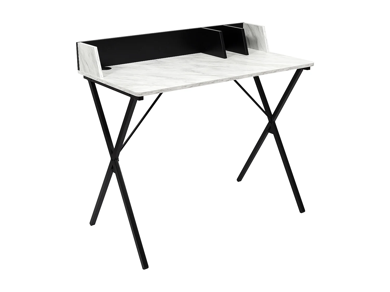 Bureau Brice Imitation Marbre Gris, Blanc, Noir