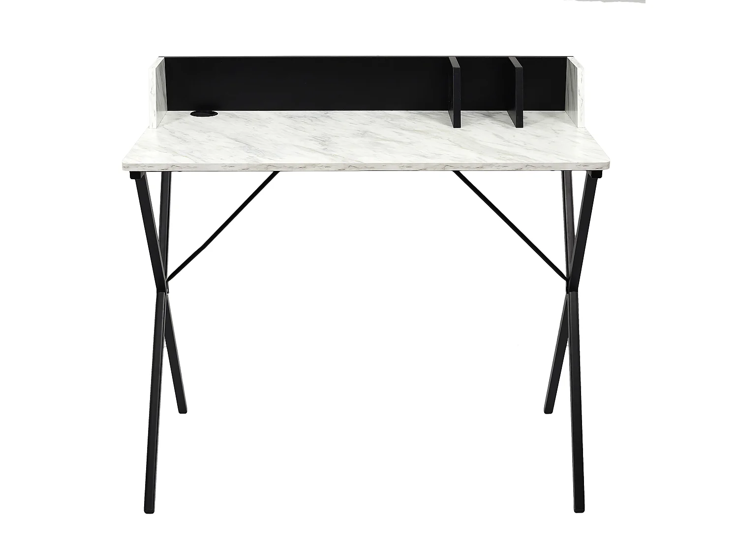 Bureau Brice Imitation Marbre Gris, Blanc, Noir