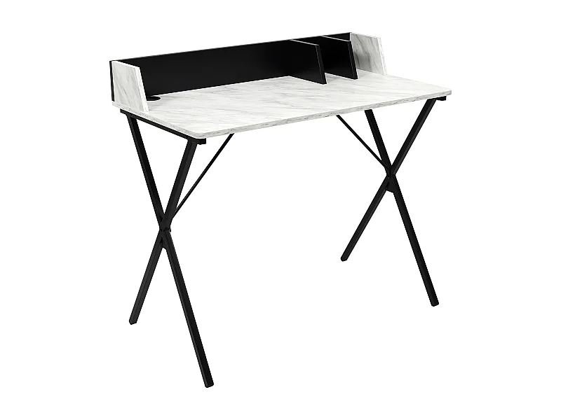 Bureau Brice Imitation Marbre Gris, Blanc, Noir
