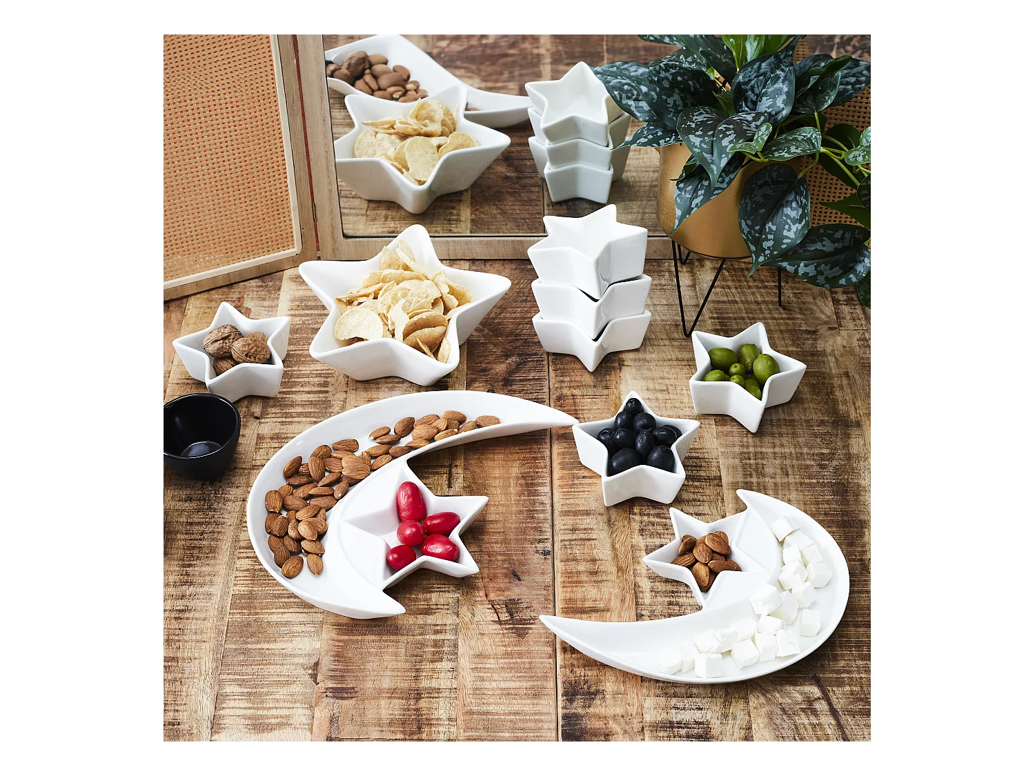 Service Vaisselle 9pcs Nuit Etoilee Blanc
