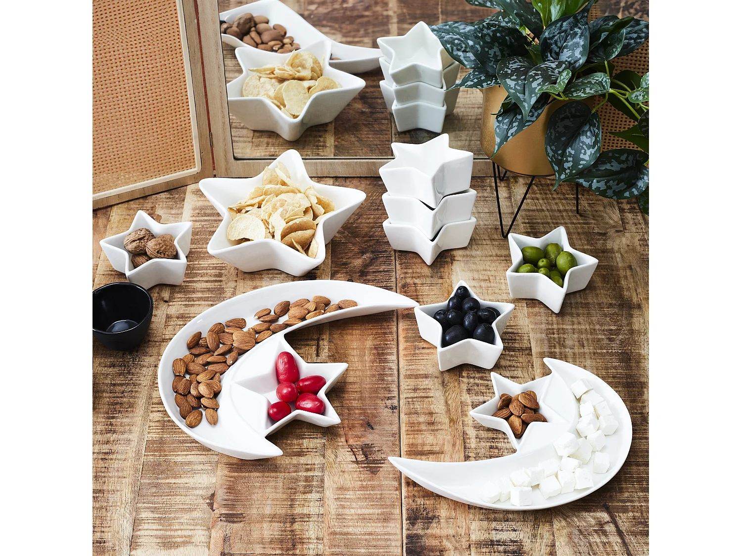 Service Vaisselle 9pcs Nuit Etoilee Blanc