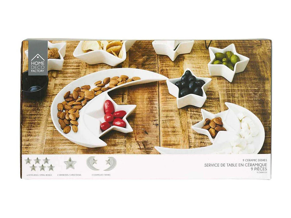 Service Vaisselle 9pcs Nuit Etoilee Blanc