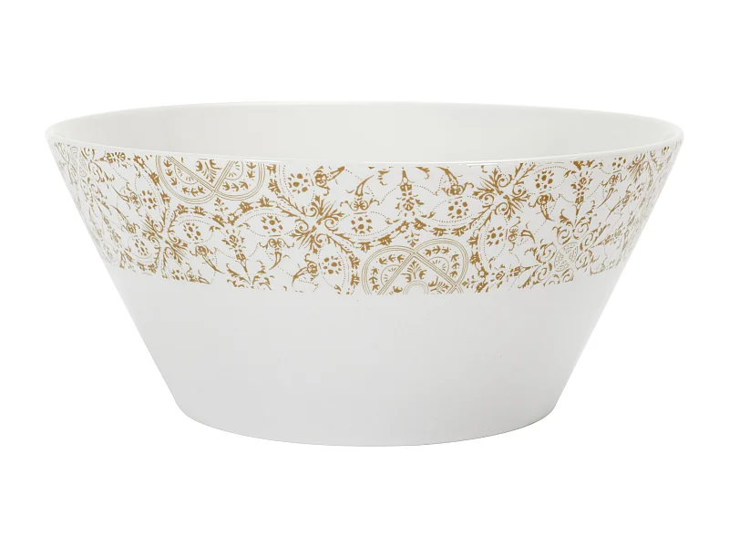Saladier Porcelaine Motif Faience D25cm Blanc, Vert