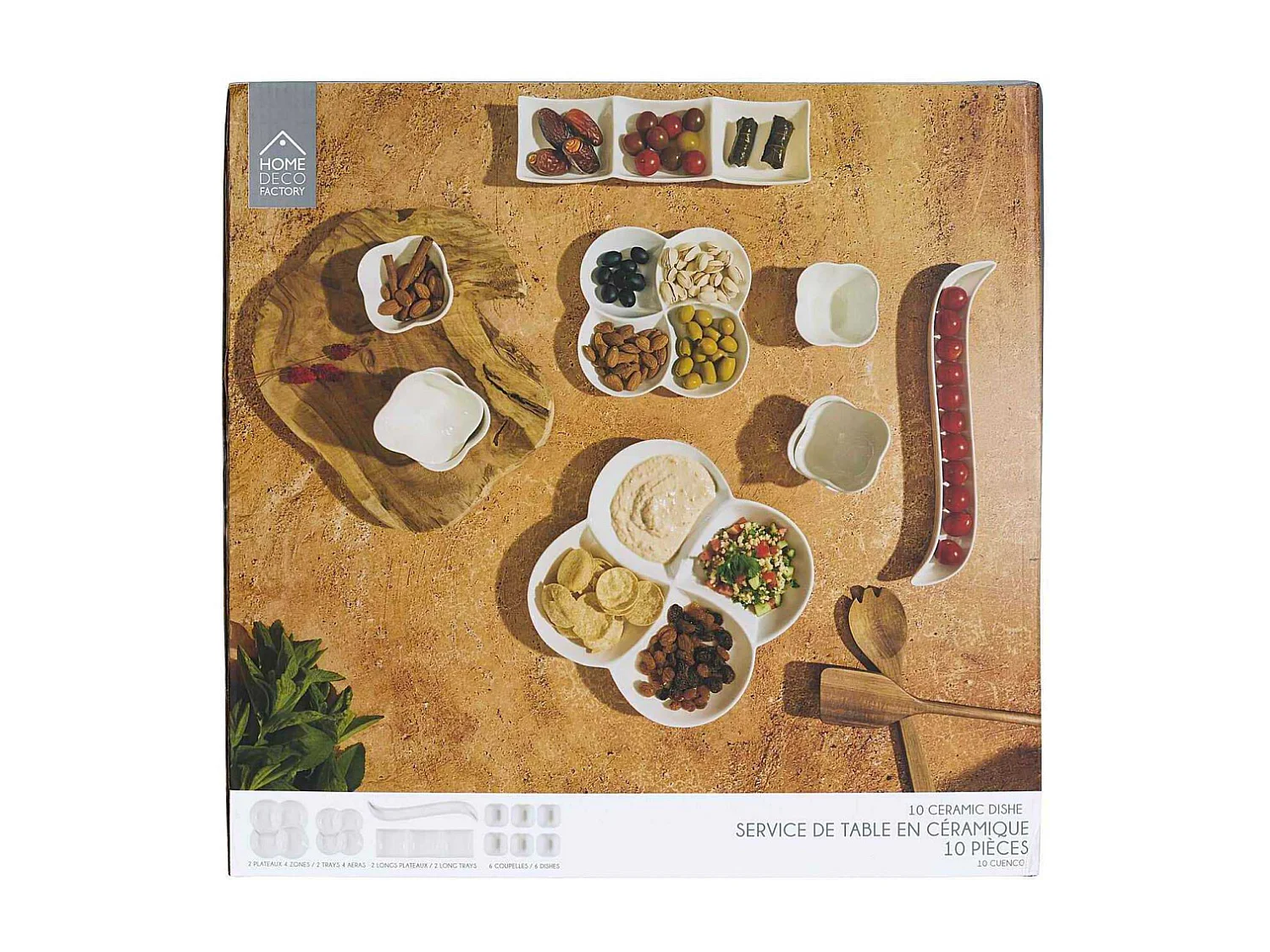 Service Vaisselles 10pcs Aperitif Blanc