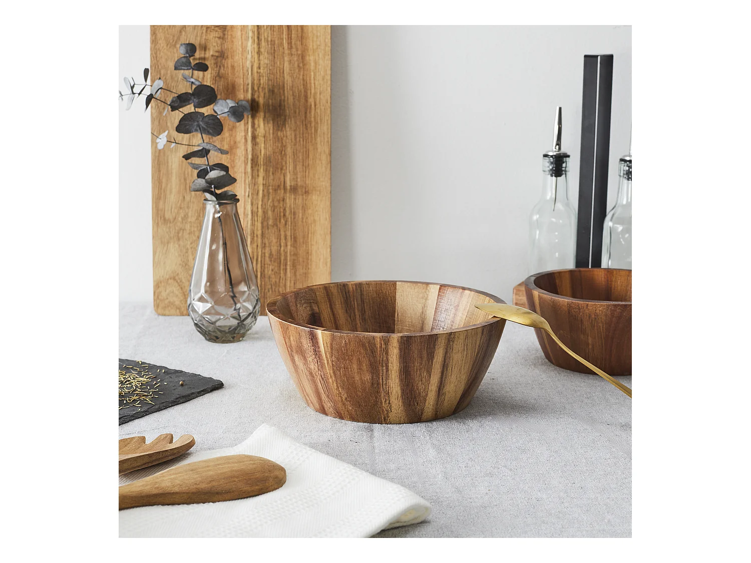 Saladier Acacia D20cm Marron