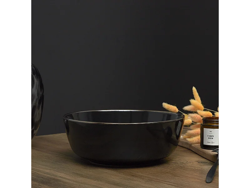 Saladier Noir Lisere Dore D25cm Noir, Or