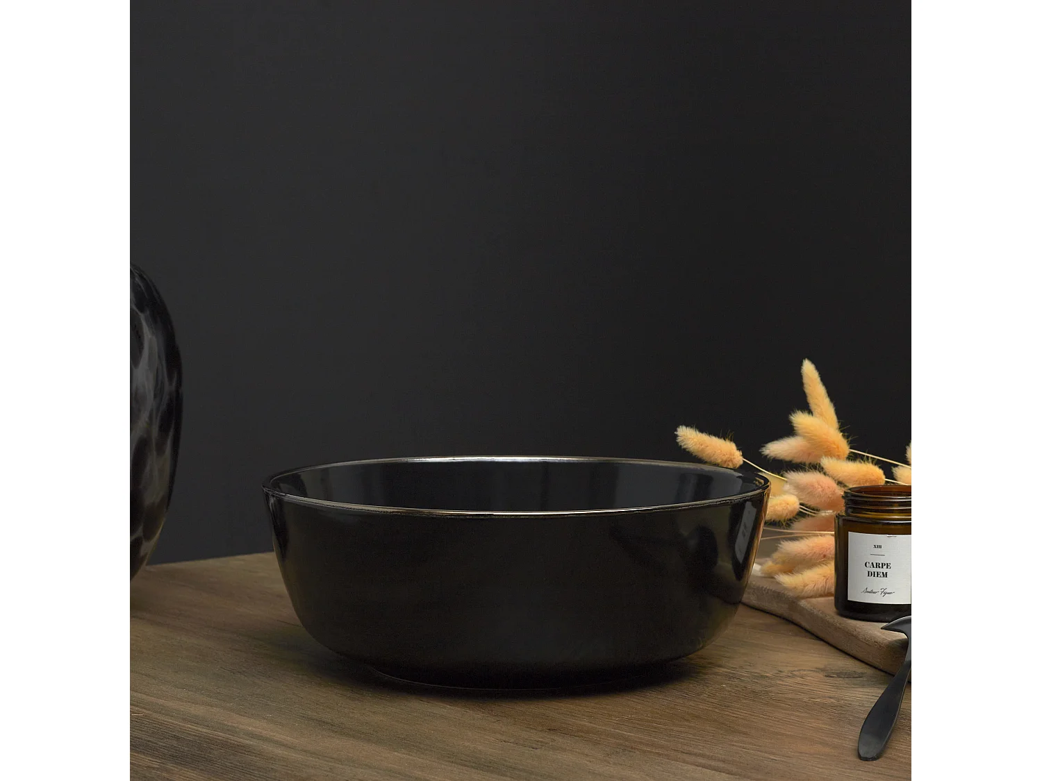 Saladier Noir Lisere Dore D25cm Noir, Or