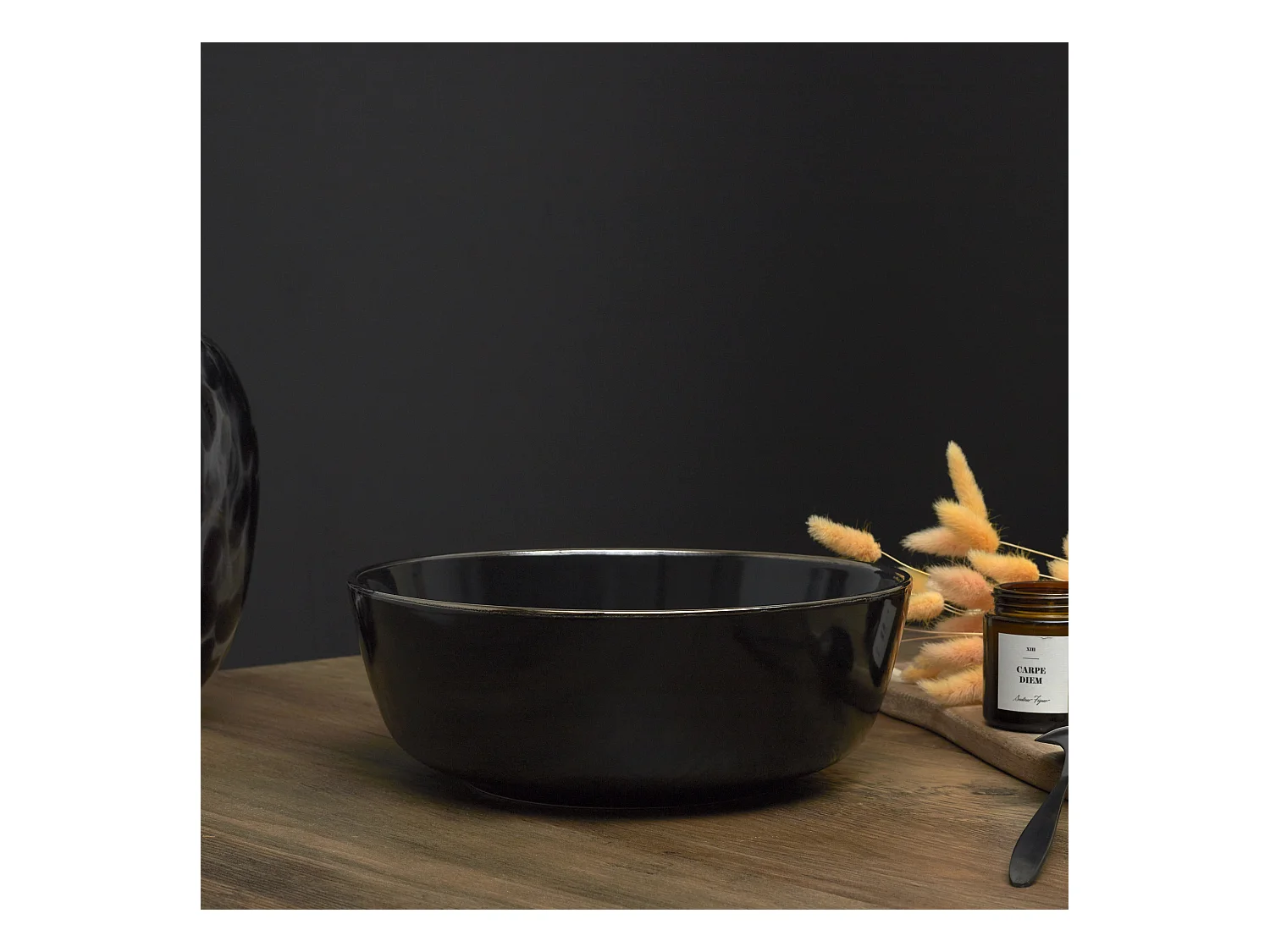 Saladier Noir Lisere Dore D25cm Noir, Or