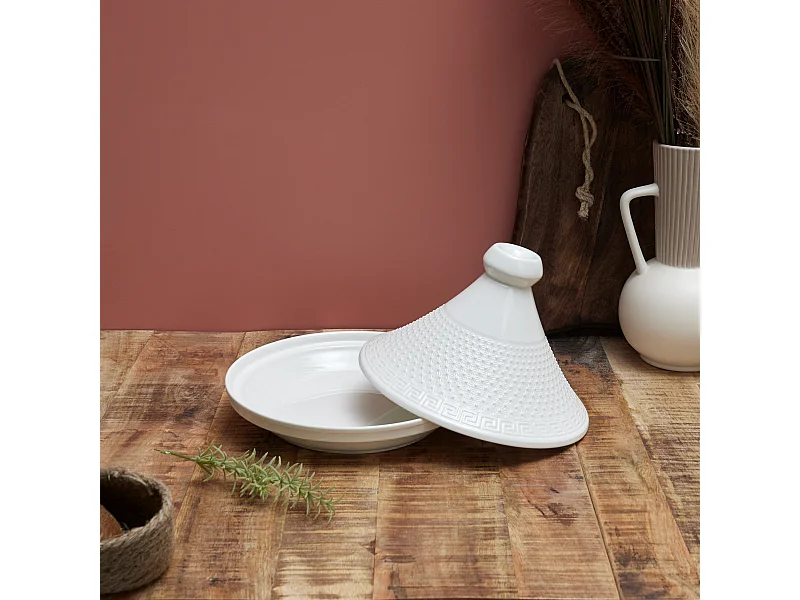 Tajine De Presentation En Ceramique D25.5cm Blanc