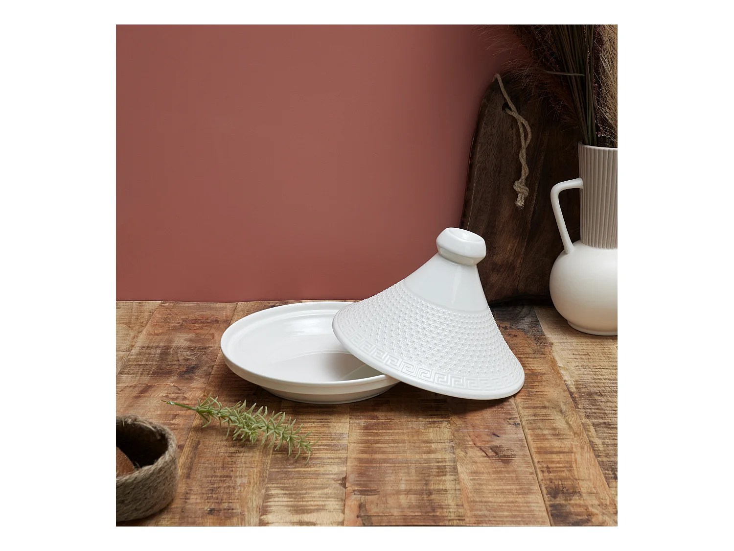 Tajine De Presentation En Ceramique D25.5cm Blanc