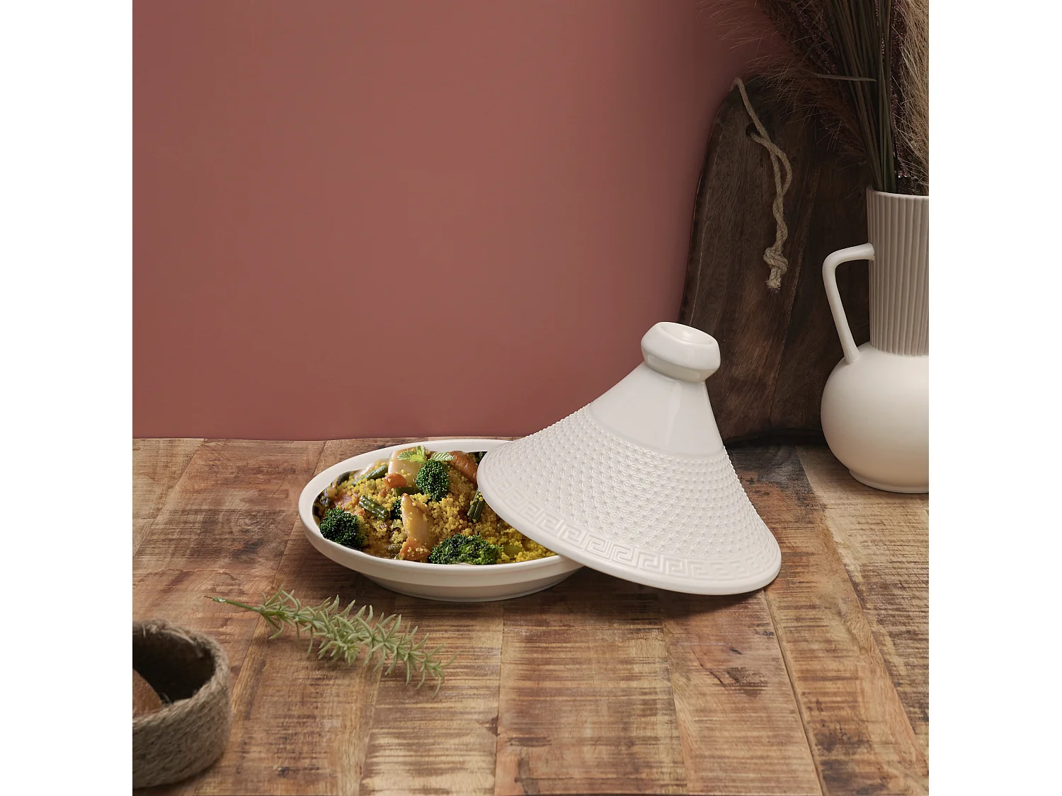 Tajine De Presentation En Ceramique D25.5cm Blanc