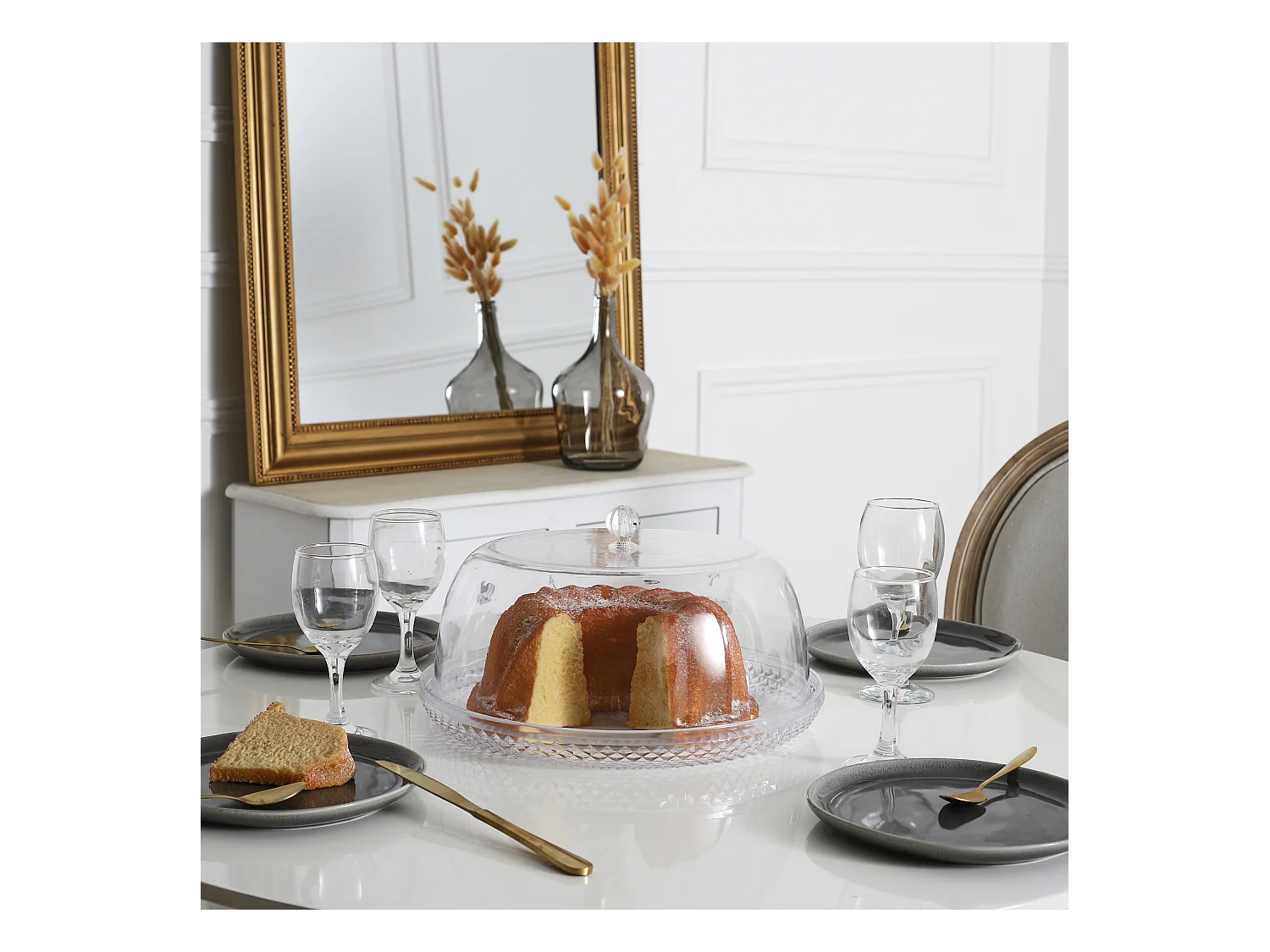 Plateau Gateaux Cloche En Ps Transparent D33cm Transparent