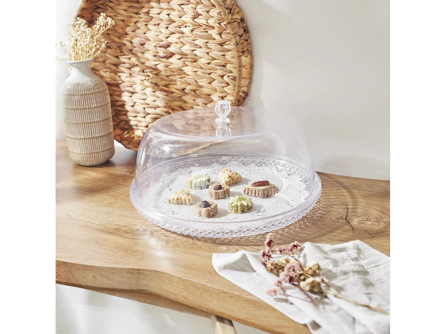 Plateau Gateaux Cloche En Ps Transparent D33cm Transparent