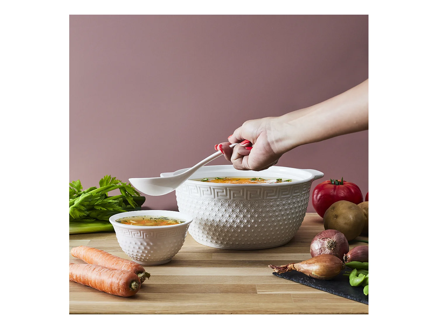 Service A Soupe 9pcs Blanc