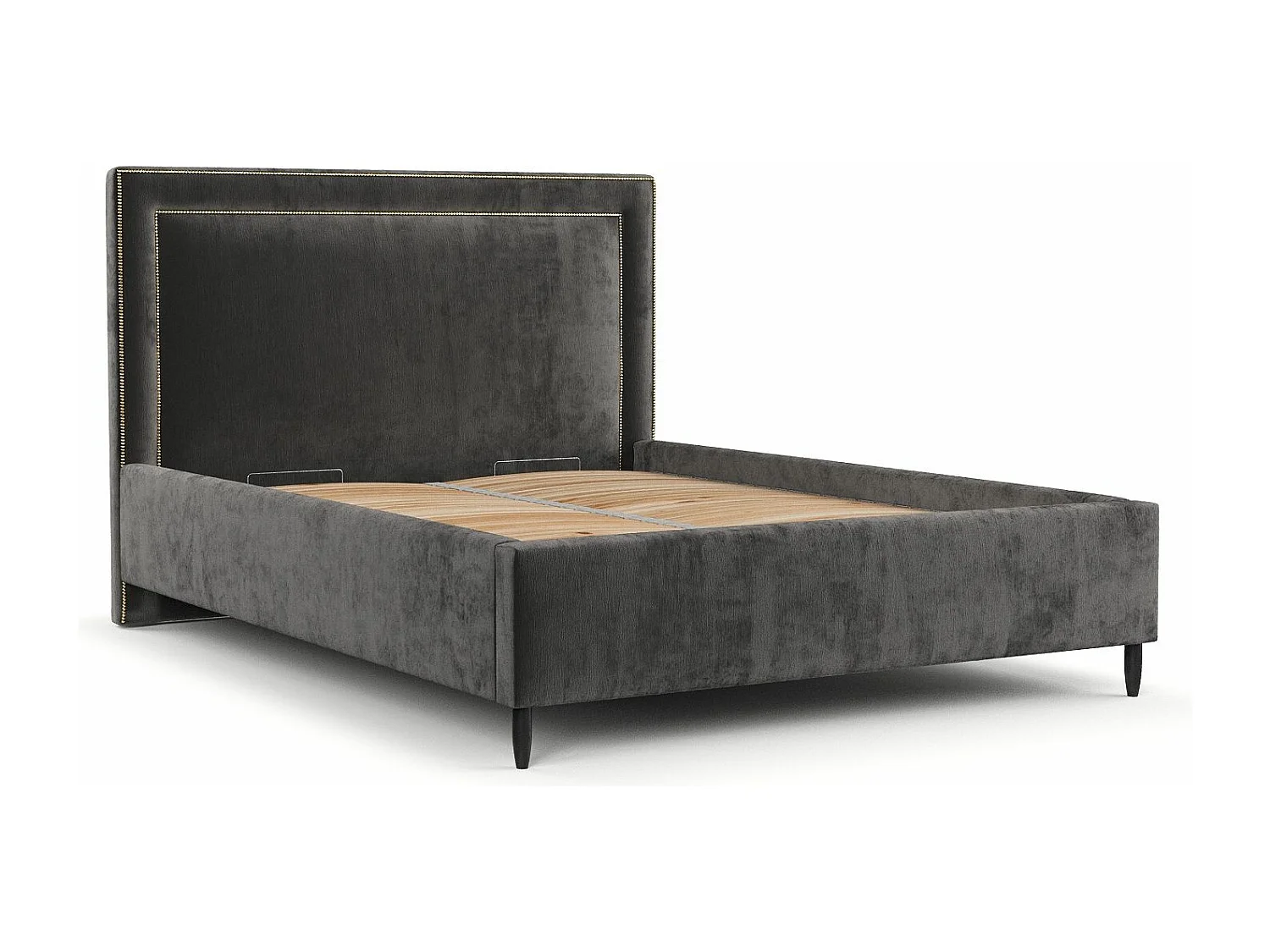 Łóżko tapicerowane Baleine - 160 x 200 cm - szenil - ciemnoszary