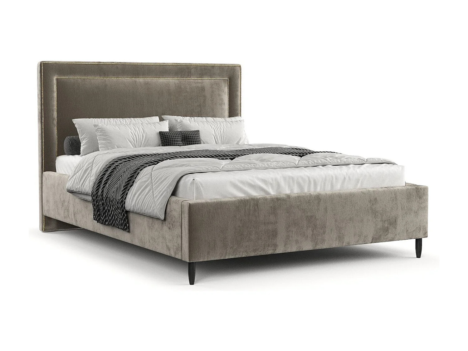 Polsterbett Baleine - 120 x 200 cm - Chenille-Stoff - beige