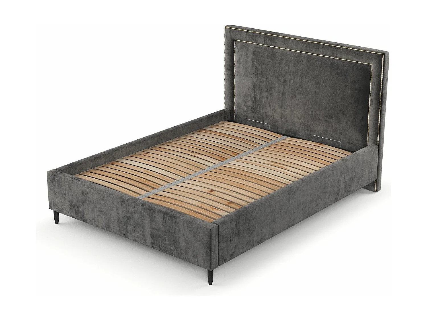 Lit coffre Baleine - 140 x 200 cm - chenille - gris foncé