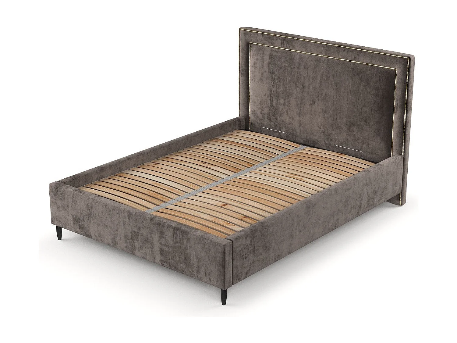 Polsterbett Baleine - 120 x 200 cm - Chenille-Stoff - braun