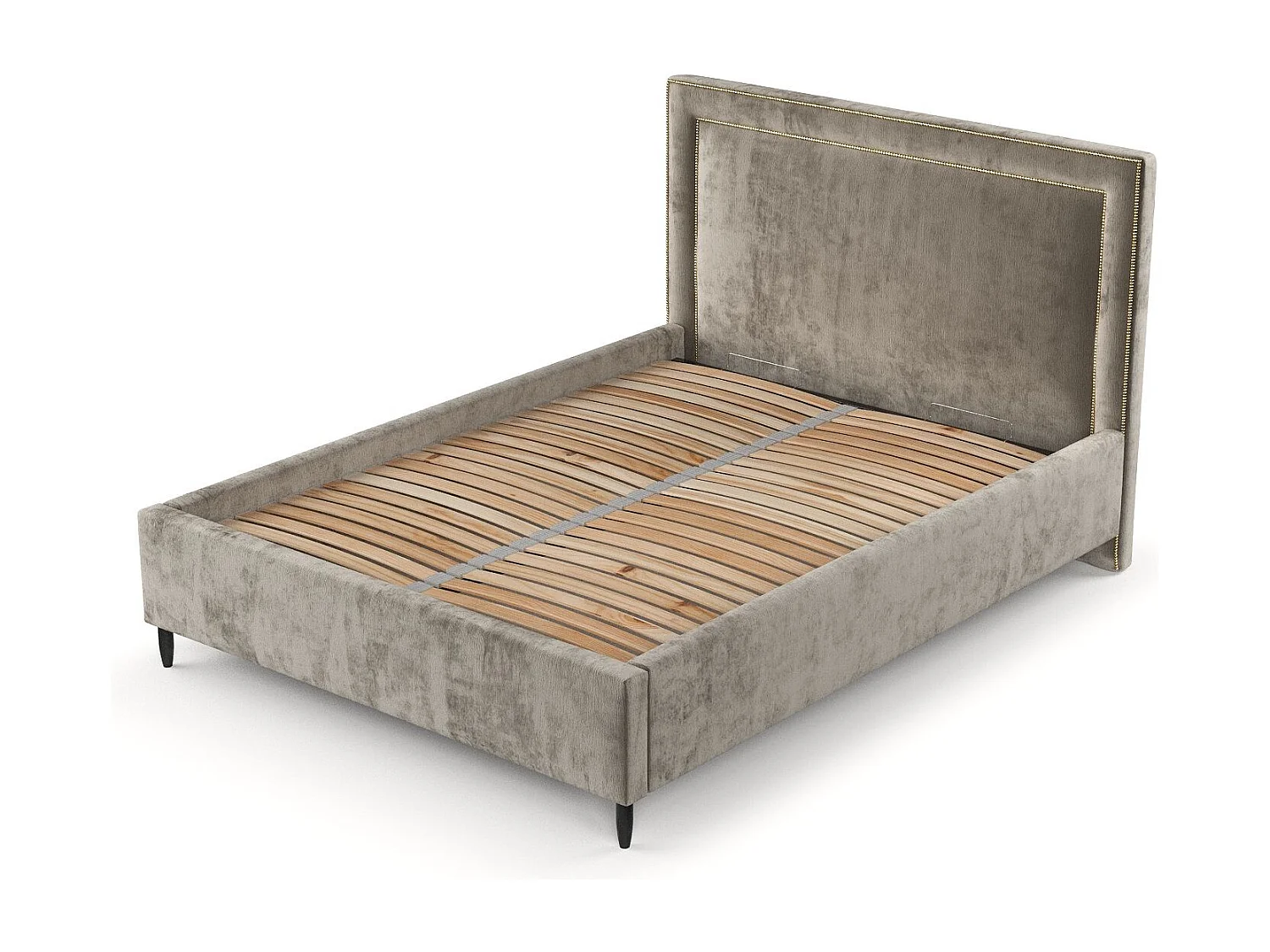 Lit coffre Baleine - 140 x 200 cm - chenille - beige