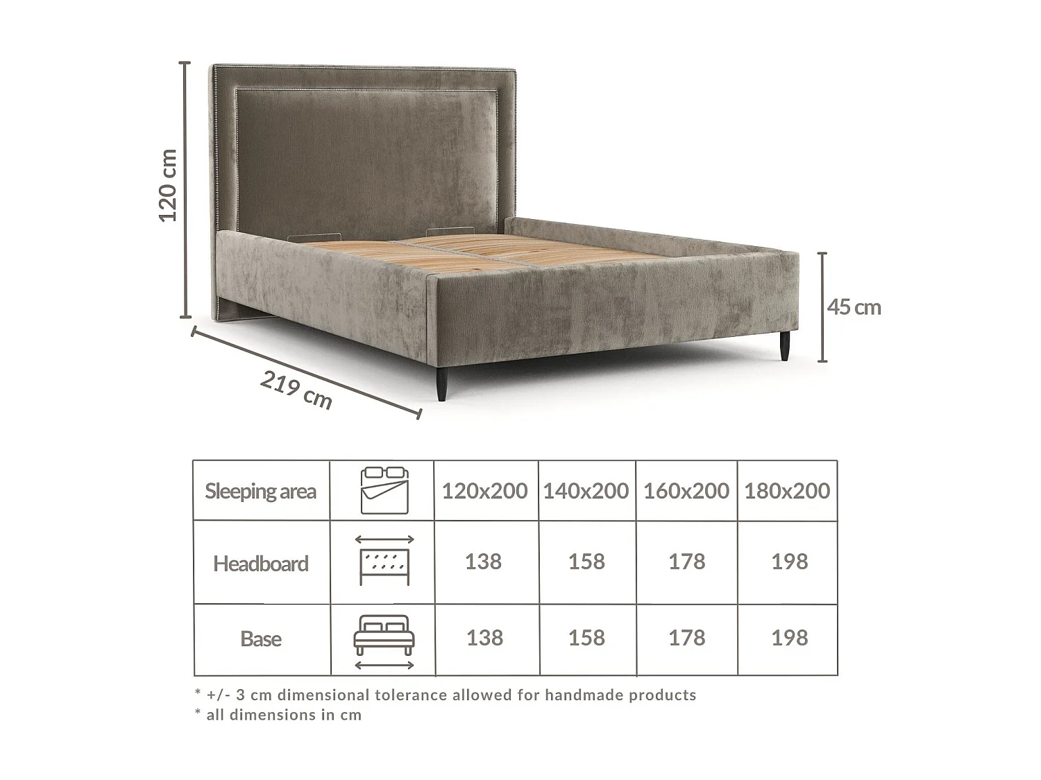 Lit coffre Baleine - 140 x 200 cm - chenille - beige