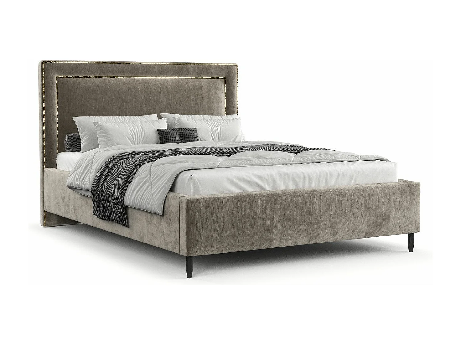 Polsterbett Baleine - 140 x 200 cm - Chenille-Stoff - beige