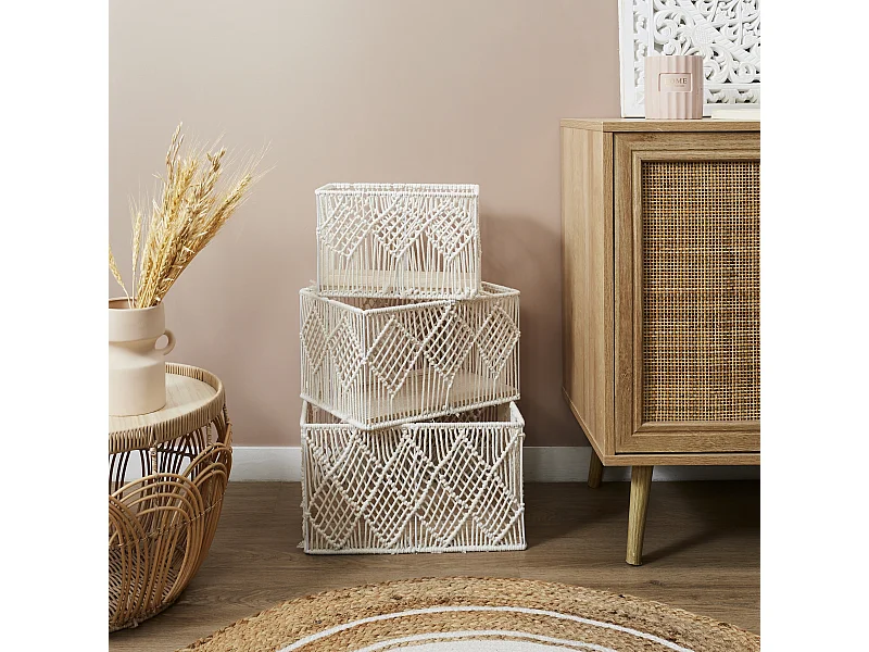 Panier Rectangulaire Gigogne X3 Boho Beige