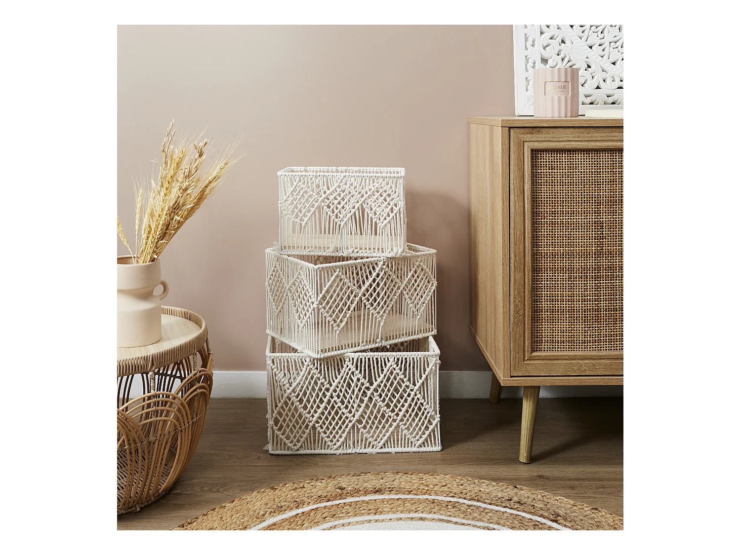 Panier Rectangulaire Gigogne X3 Boho Beige
