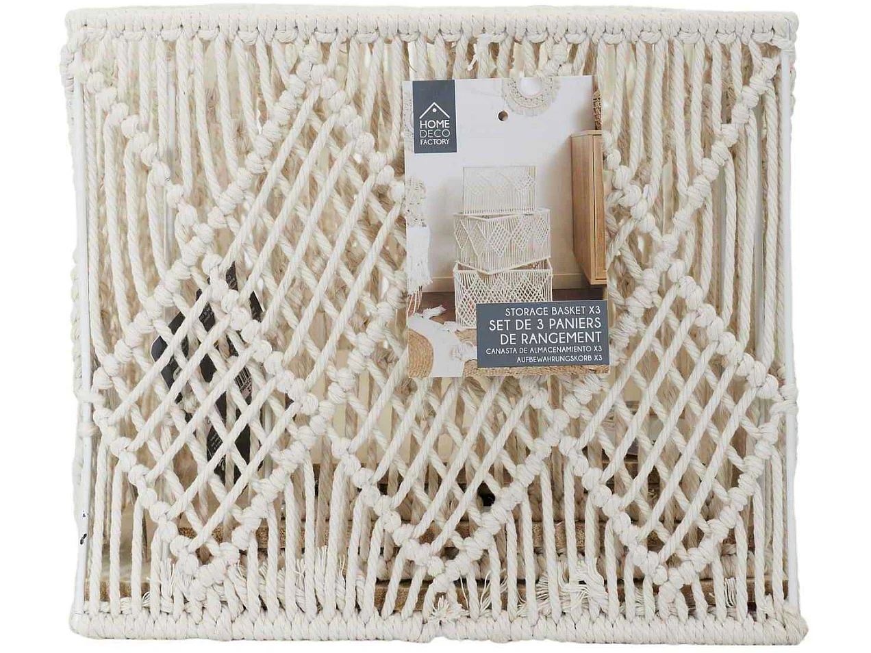 Panier - HOME DECO FACTORY - Boho - Rectangulaire - Gigogne - Beige