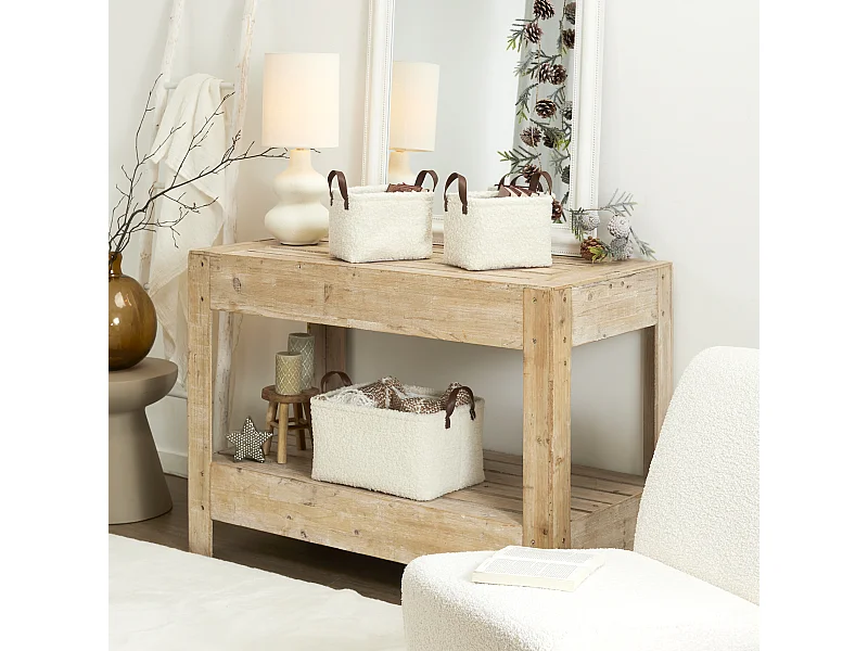 Panier Rangement Velours Cotele Blanc Blanc