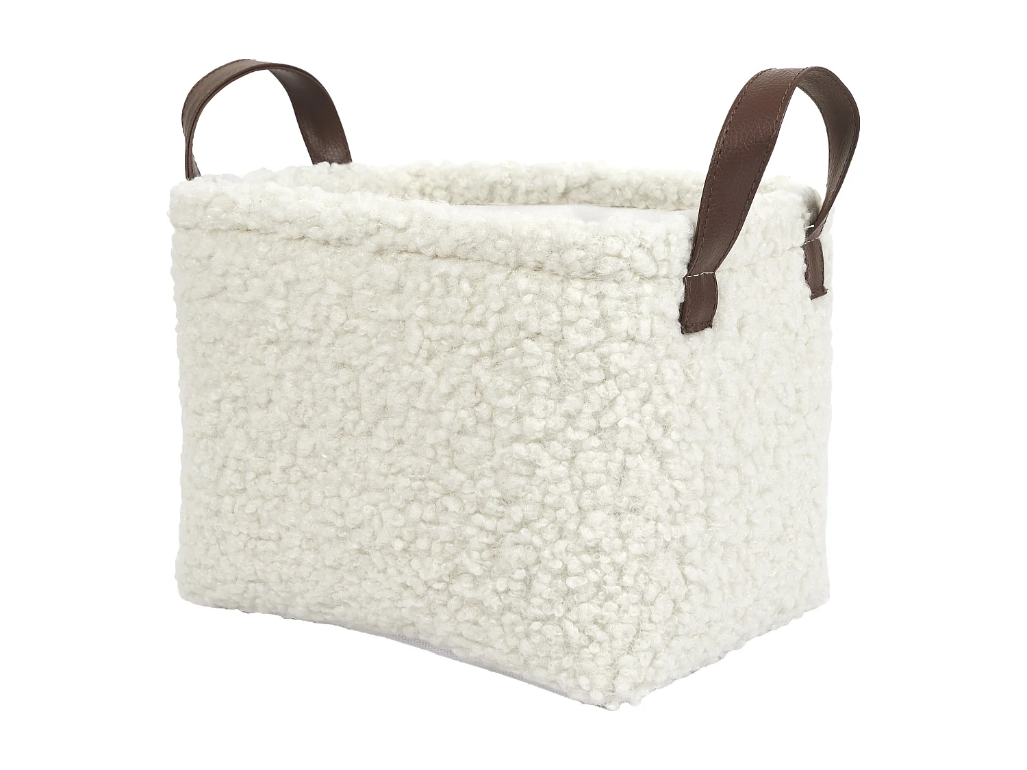 Panier Rangement Velours Cotele Blanc Blanc