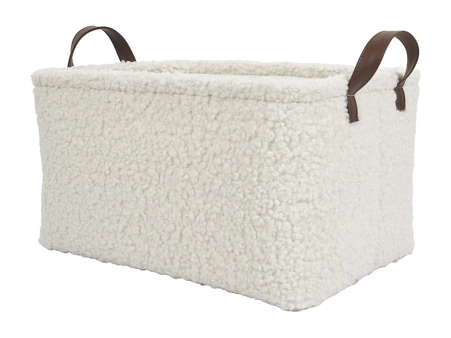 Panier Rangement Velours Cotele Blanc Blanc