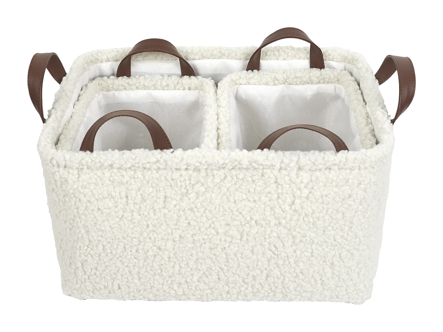 Panier Rangement Velours Cotele Blanc Blanc